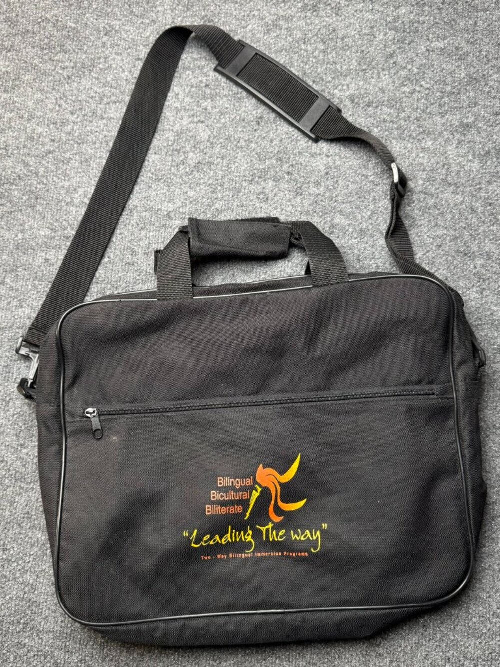 Bilingual Bicultural Biliterate Leading The Way Laptop Messenger Bag Black AS IS